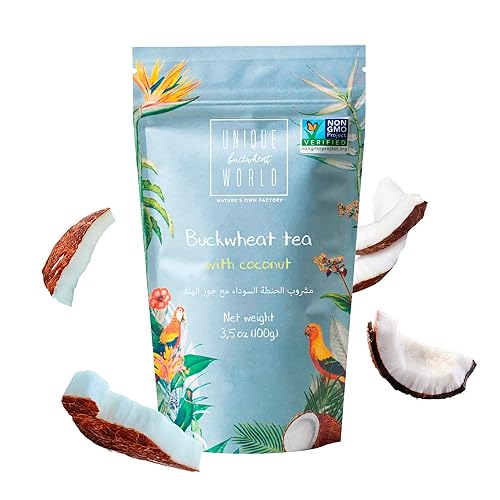 Té de trigo sarraceno tartario del Himalaya, vegano, sin cafeína, sin OMG y sin gluten, semillas de té sueltas tostadas con coco, 3.5 onzas por