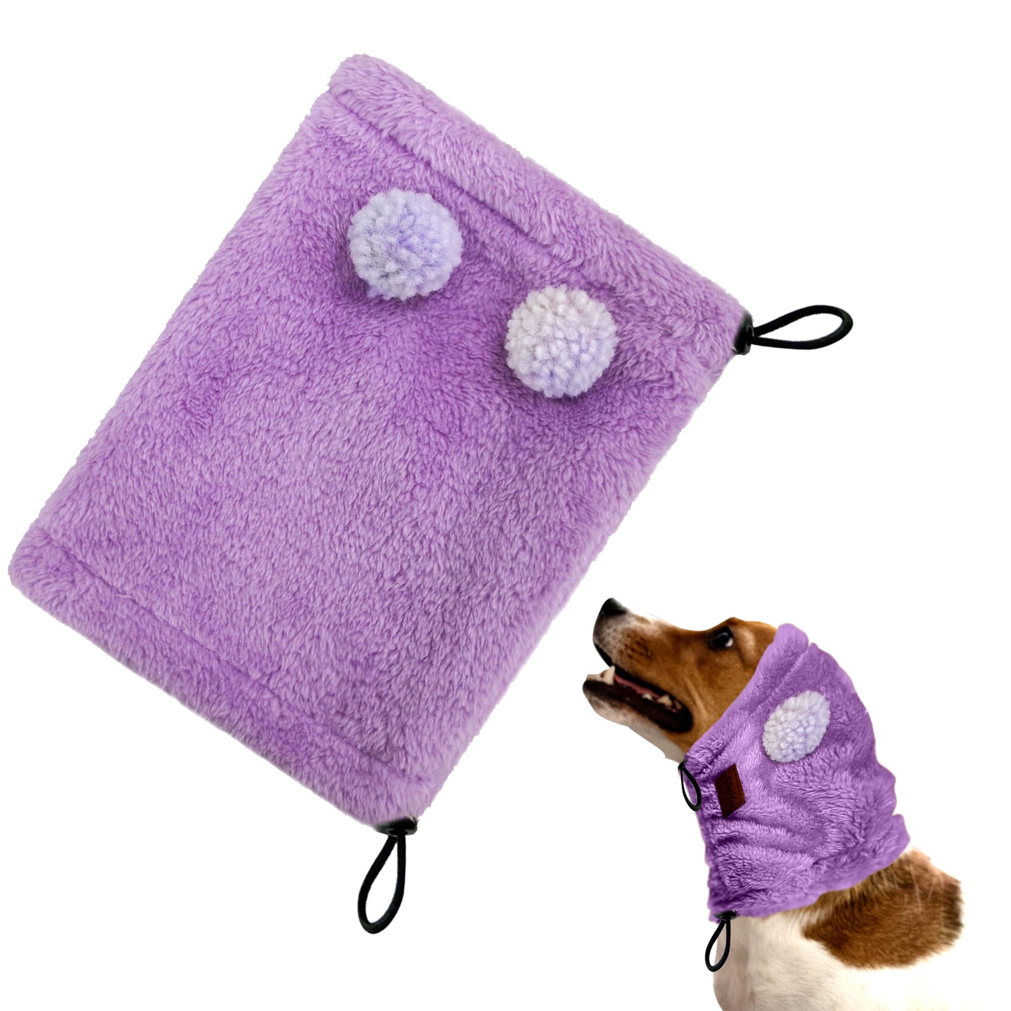 SSaYo Dog Ear Muffs Noise Protection - Soft Calming Hood for Anxiety Relief, Fireworks, Thunder, Grooming & Vet Visits - Elastic Band & Comfortable Neck Warmer for Travel (Purple, Large) — image 1