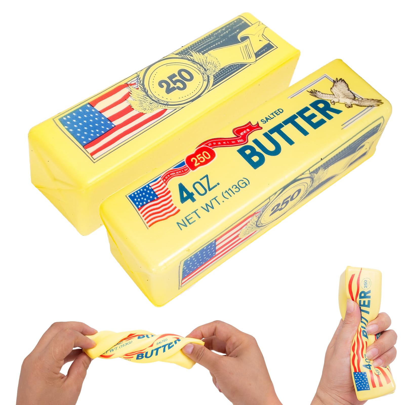 Photo 1 of 2 Pack Butter Squishy Toy, 5.3 Inch July 4th Soft Squishy Stress Relief Toy, Joeysisi 250th Anniversary Squeeze Desk Toy for Adults, Office Work, Study