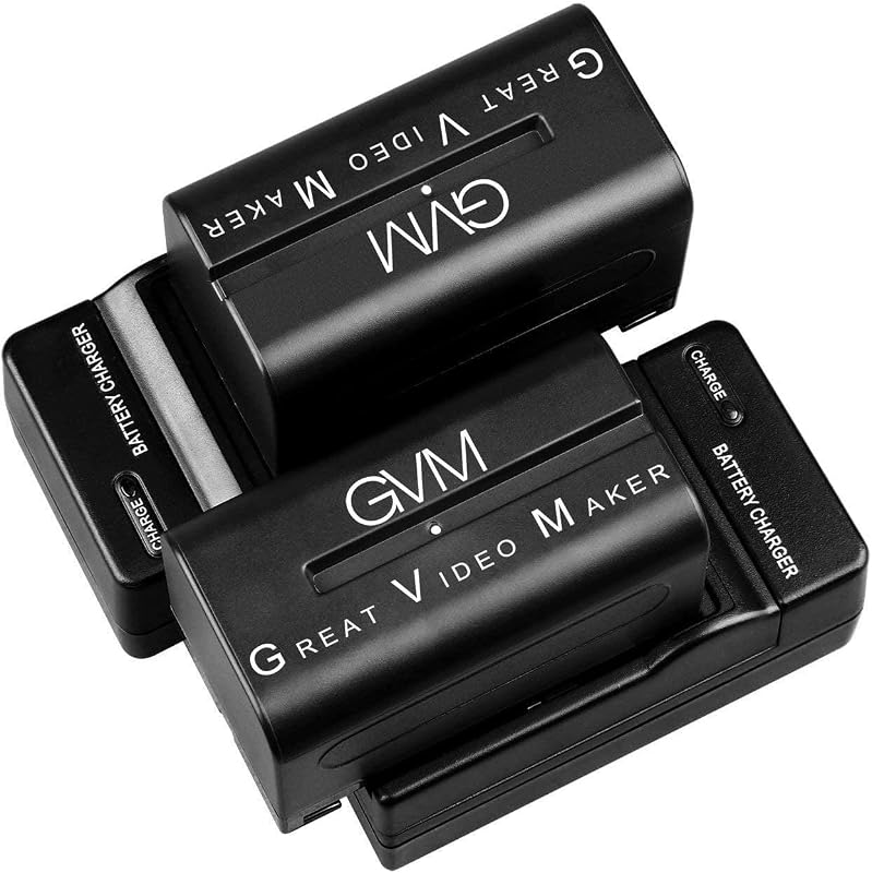 GVM 2 Pack NP-F750 Li-ion Replacement Batteries and Chargers 4400mAh Batteries with Dual Travel Chargers with NP-F550/570/750/770/960/970/DCR/HVR/HVL Camera Camcorder LED Video Light Slider Monitor