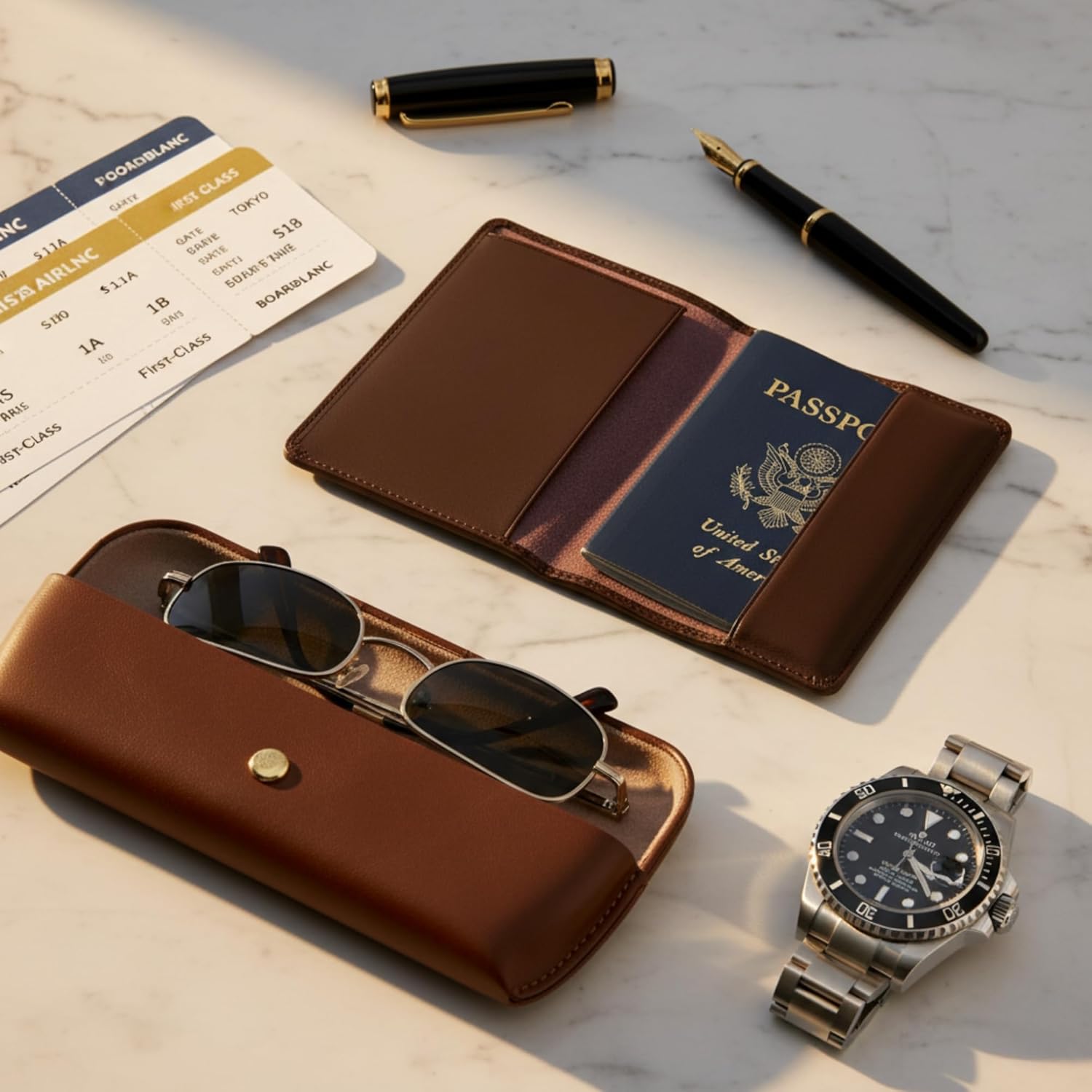 Dacasso Leather Passport Holder, Chocolate Brown (A3442)