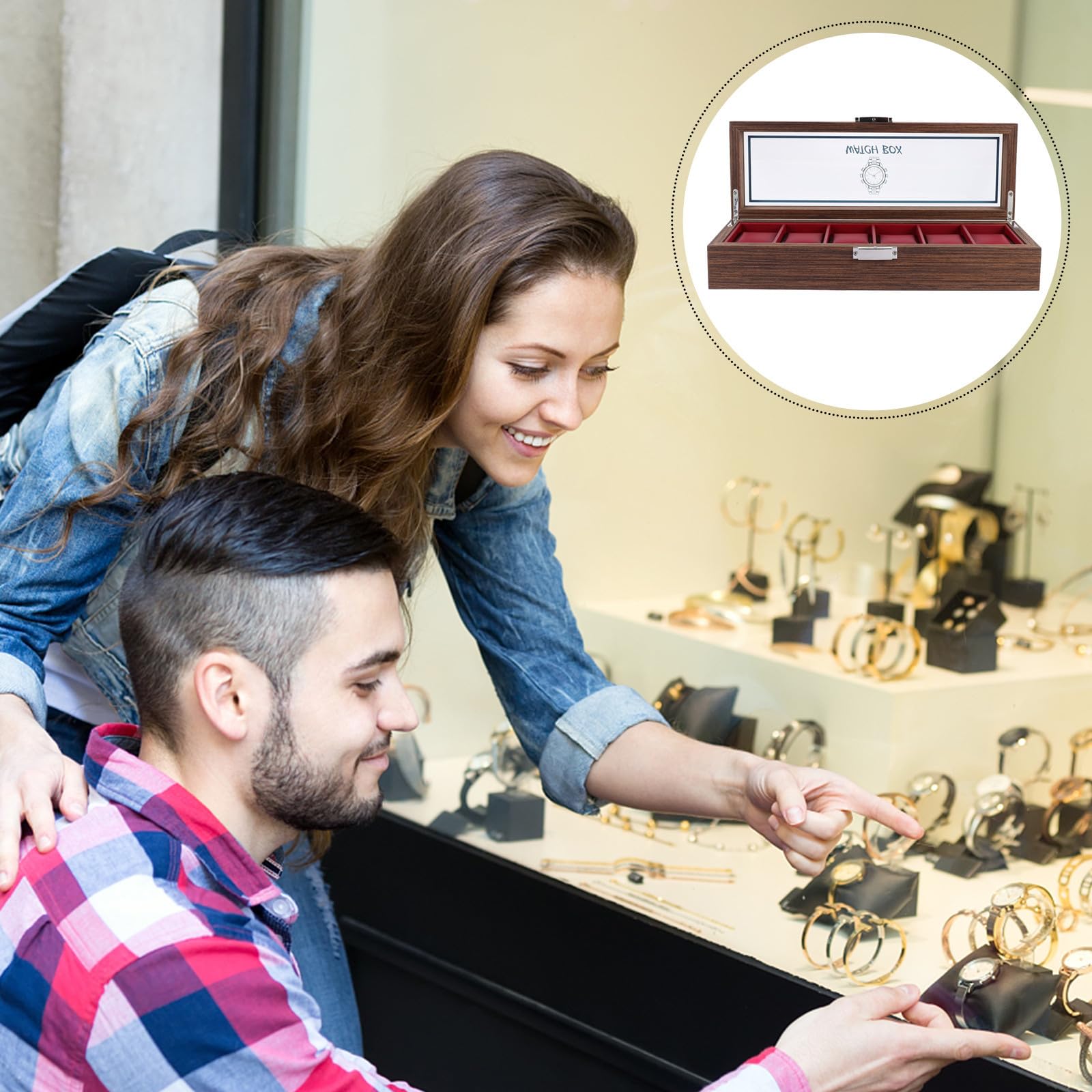 Vitrina para Relojes de Madera para Proteger Relojes del Daño y Arañazos 6 Ranuras, Caja Organizadora Elegante en Ocasiones Obsequios