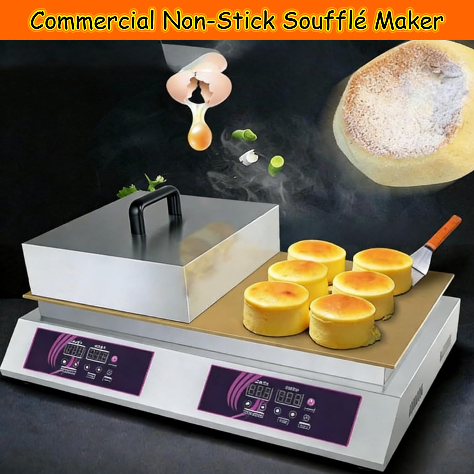 MáQuina Japonesa para Tortitas Soufflé, MáQuina para Dorayaki con Recipiente De Cobre, Plancha EléCtrica Profesional, MáQuina para Tortitas Y Soufflé Double-Ended
