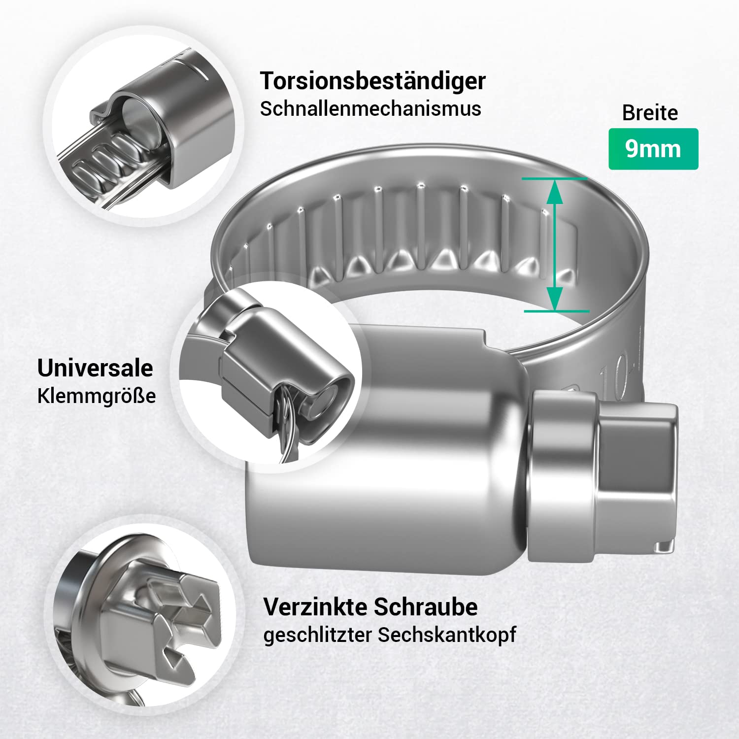 VIOKS Set 2 Fascette Stringitubo In Acciaio Inox – Diametro 10-16 Mm, Per Piscina, Lavatrice, Tubi Benzina
