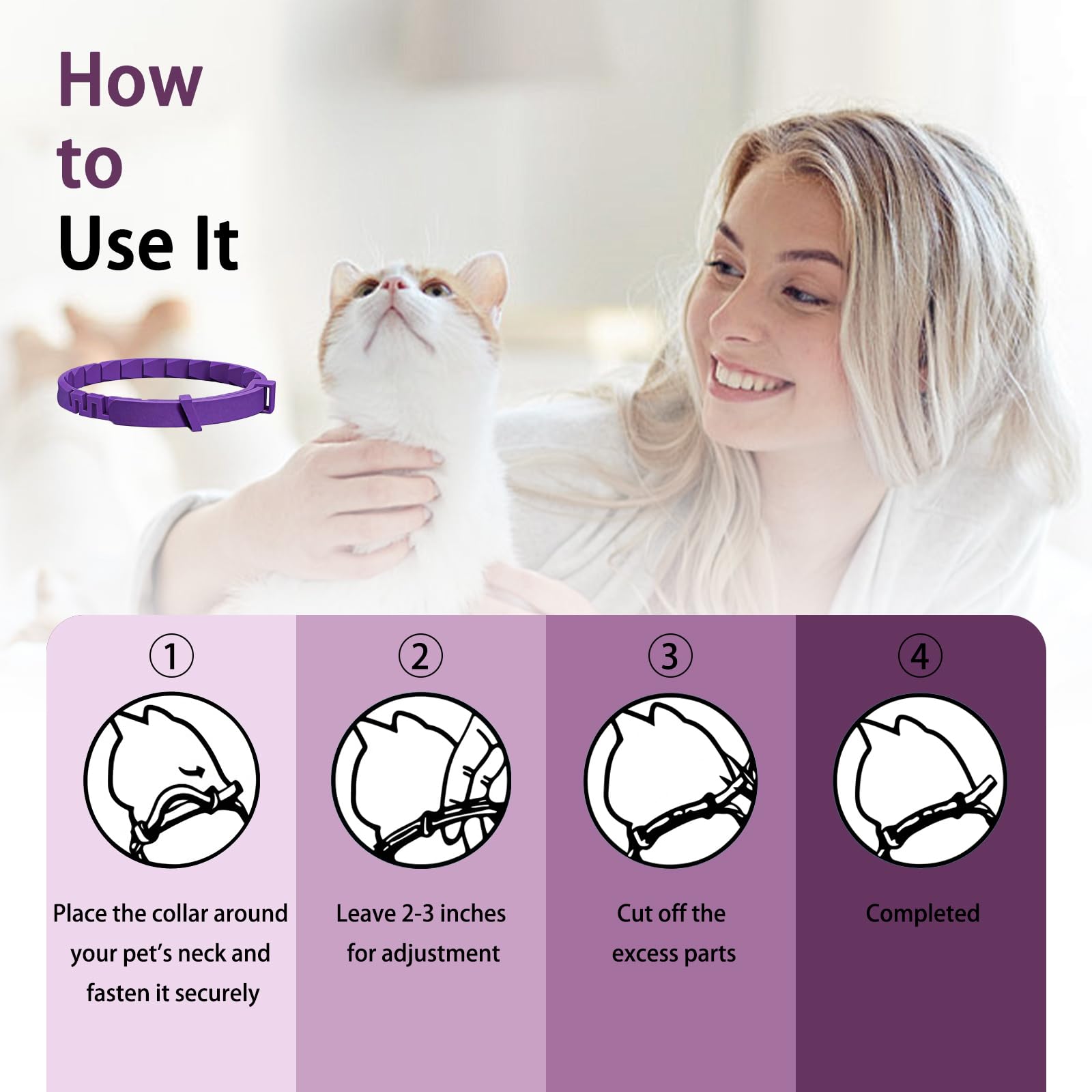 Calming Collar for Cats, Pheromone Cat Calming Collar for Anxiety Relief & Stress, Adjustable Water Resistant Breakaway Calming Collars, Natural Ingredients (Pack of 6) - image 6
