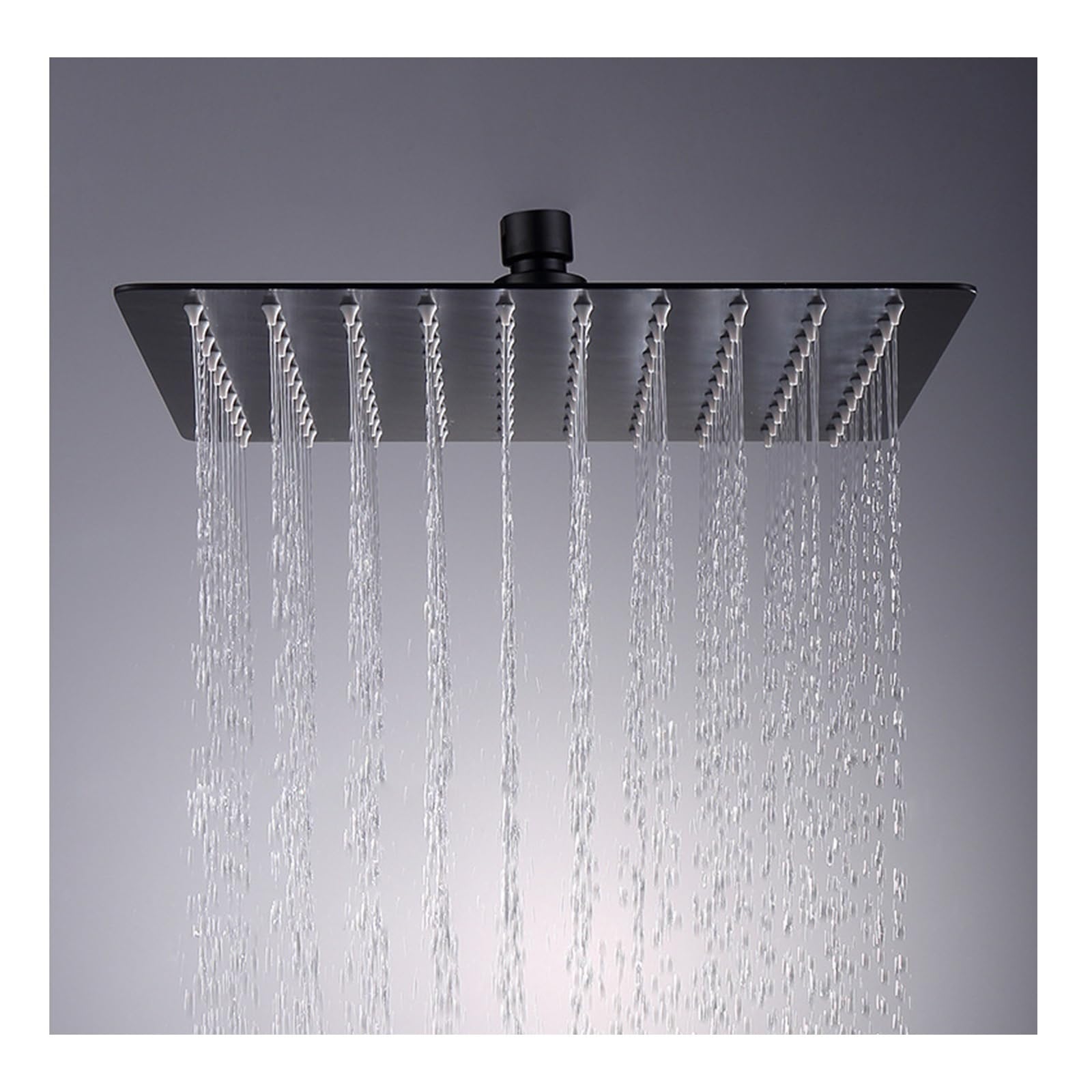 Cabezales de Ducha ultrafinos de Acero Inoxidable Redondos y Cuadrados Cabezal de Ducha de Lluvia de 16/12/10/8 Pulgadas Acabado Negro (Color : 8inch-01)