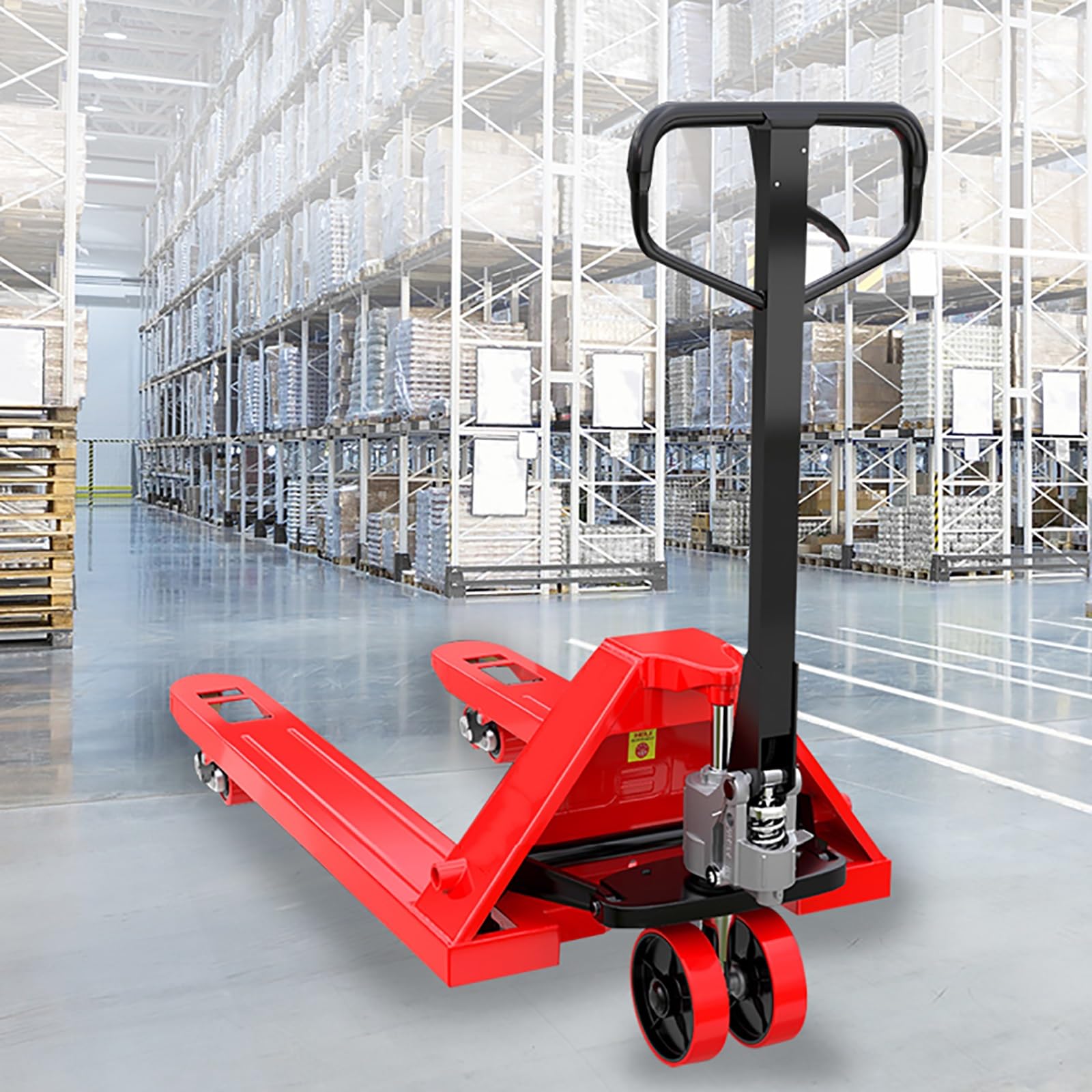 Carrello elevatore idraulico manuale per pallet con ruote in PU, per magazzini, supermercati e logistica, supporto per il trasporto (capacità XXL)