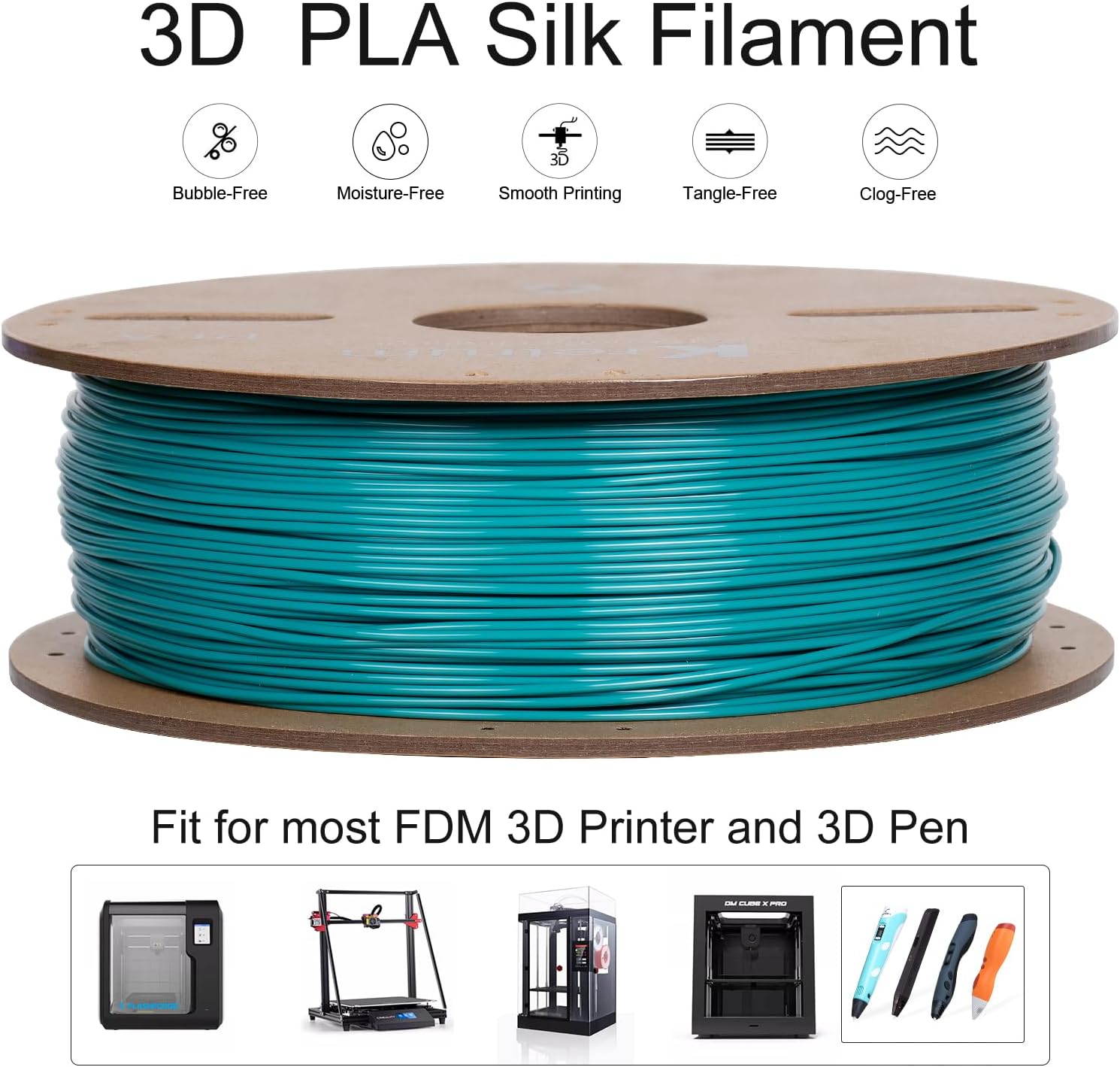 Kretrum PLA Filament 1.75 mm 3D Printer Filaments Cardboard Spool Refills 1 kg Widely Compatible for Most FDM 3D Printers Fits ELEGOO Anycubic FlashForge Creality Bambu Prusa ect. Pine Green