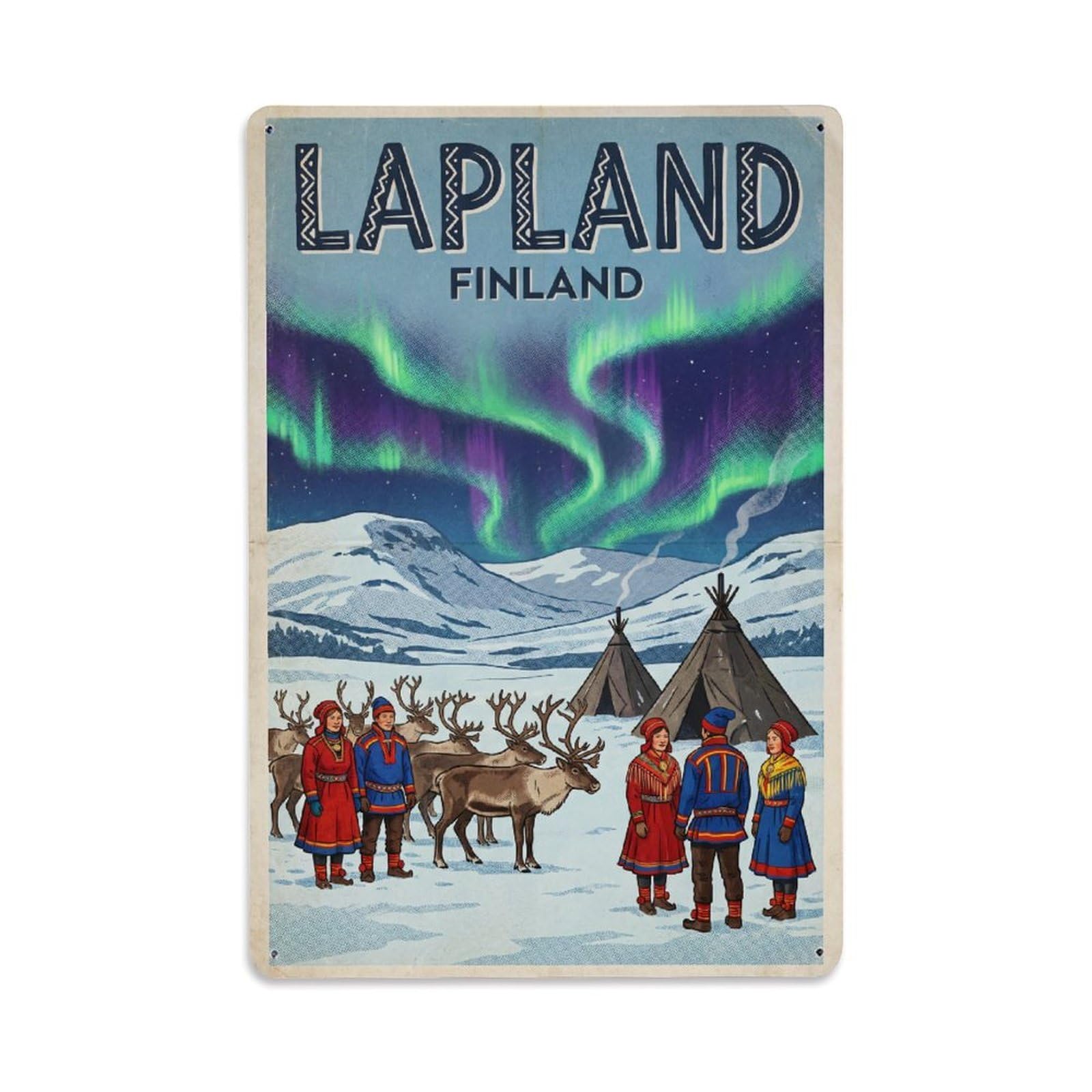 Finland Lapland Retro Travel Metal Tin Sign