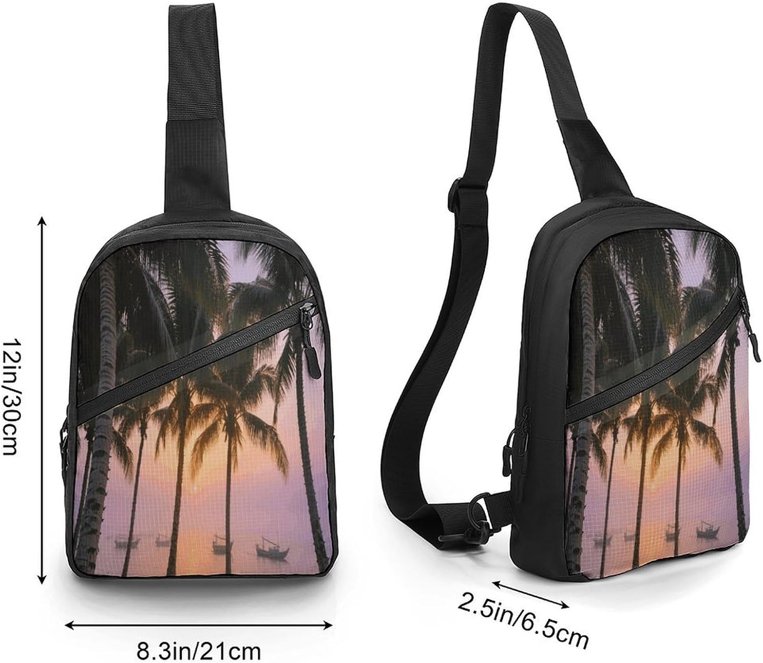Tropical Palm Trees Crossbody Backpack Sling Bag