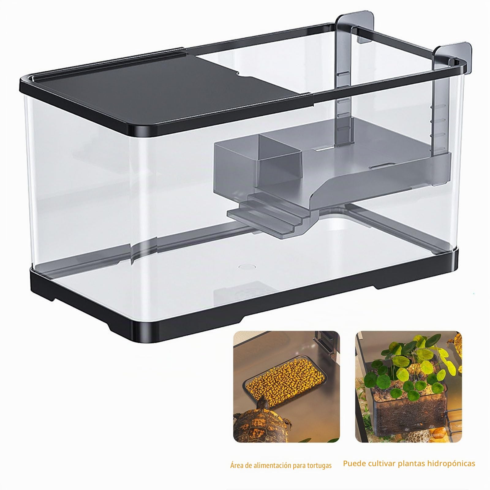 Tanque De Hábitat para Tortugas,decoración De Tanque De Escritorio, Tanque De Acuario Multiusos De Acuario De Tanque(L)