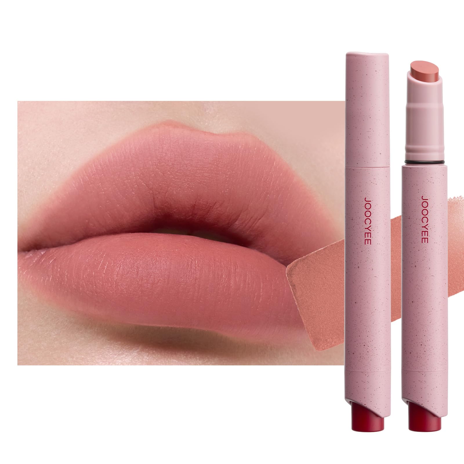 Joocyee Velvet Rouge Matte Lipstick Pencil Lightweight Grey Pink | Non-Sticky, Long Lasting, High Pigment, Lip Color, Neutral Tone, Waterproof, Buildable Coverage