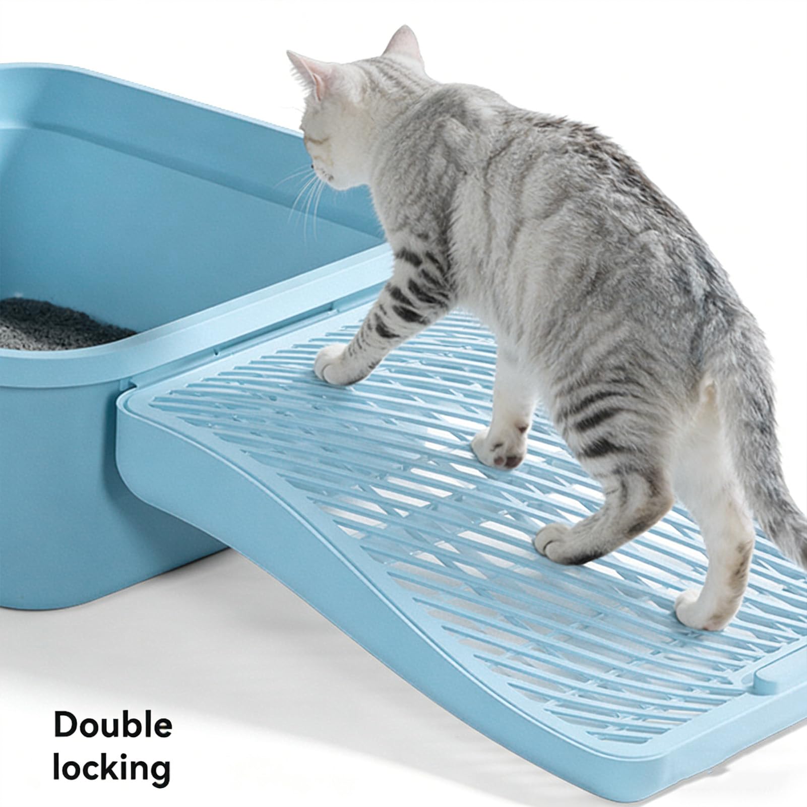 Escalera con Rampa para Caja de para Gatos, Receptor de para Gatos de Doble Capa, Atrapasueños para Mascotas con Base Antideslizante para