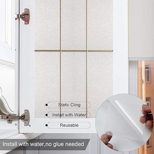 Miniatura 3 de Shackcom 2 rollos de película de vidrio esmerilado de 17.5 x 78.7 pulgadas, película de privacidad para ventana de baño, adherencia estática no