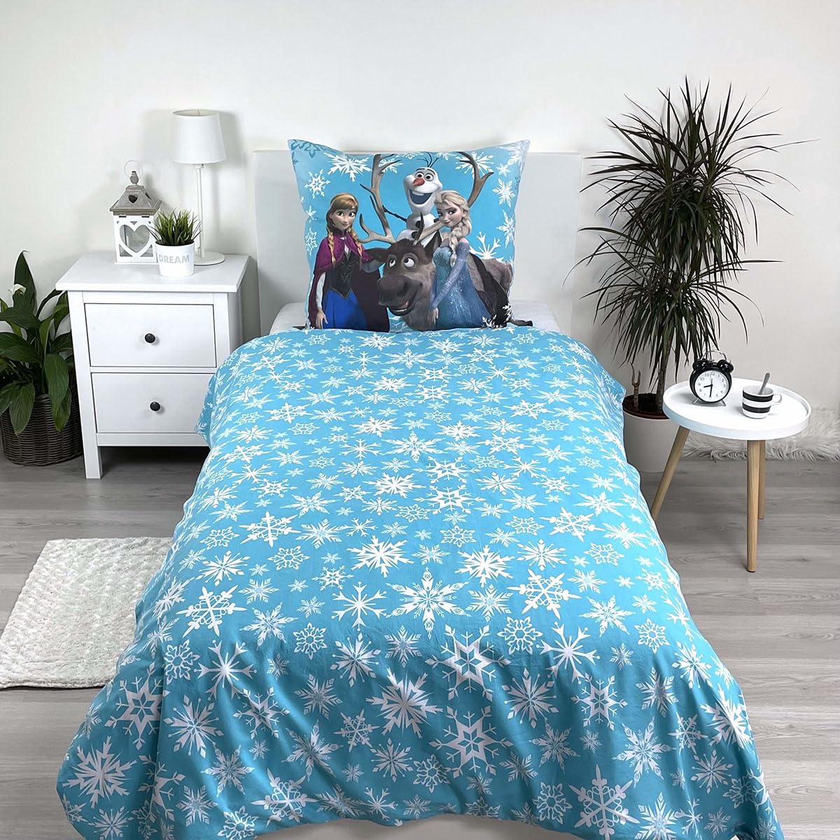 Jerry Fabrics Disney Frozen Snowflakes 03 biancheria da letto per bambini copripiumino 160 x 200 cm e federa 70 x 80 cm 100% cotone