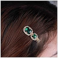 Vista 1 de Pinzas para el cabello de cristal verde esmeralda bohemia, pinzas para el cabello con circonita cúbica verde, pasador cuadrado de cristal esmeralda
