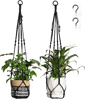 PROTITOUS 2 Pack Macrame Plant Hanger Indoor Hanging Planter Basket with No Tassels with Wood Beads Decor Flower Pot Holde...