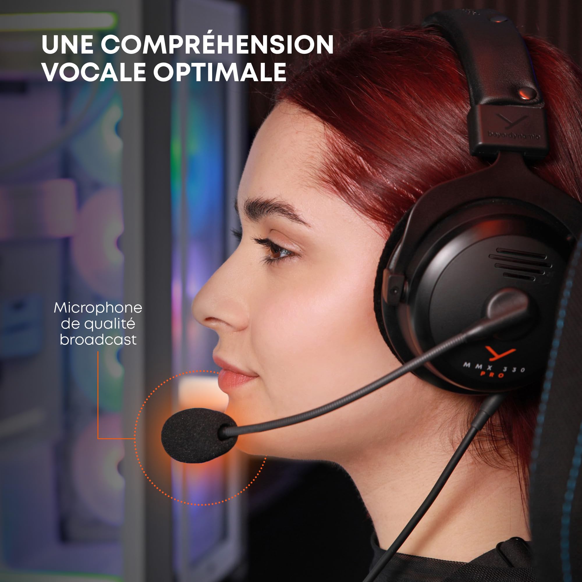 beyerdynamic MMX 330 Pro Casque Gaming Ouvert avec transducteurs Stellar.45 et Microphone à condensateur. Casque Filaire fabriqué en Allemagne.