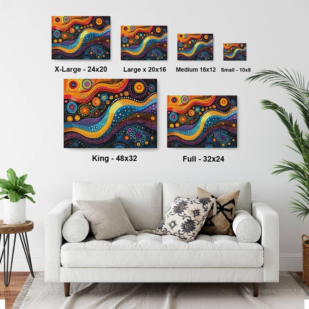 HomeGiftCentral Australian Aboriginal Dreamtime Folk Art1 Canvas Wall Art Picture Prints Artwork Framed For Living Room Wall Home Decor Gifts For Family Art Easy Hanging X-Large(24x20in) Design