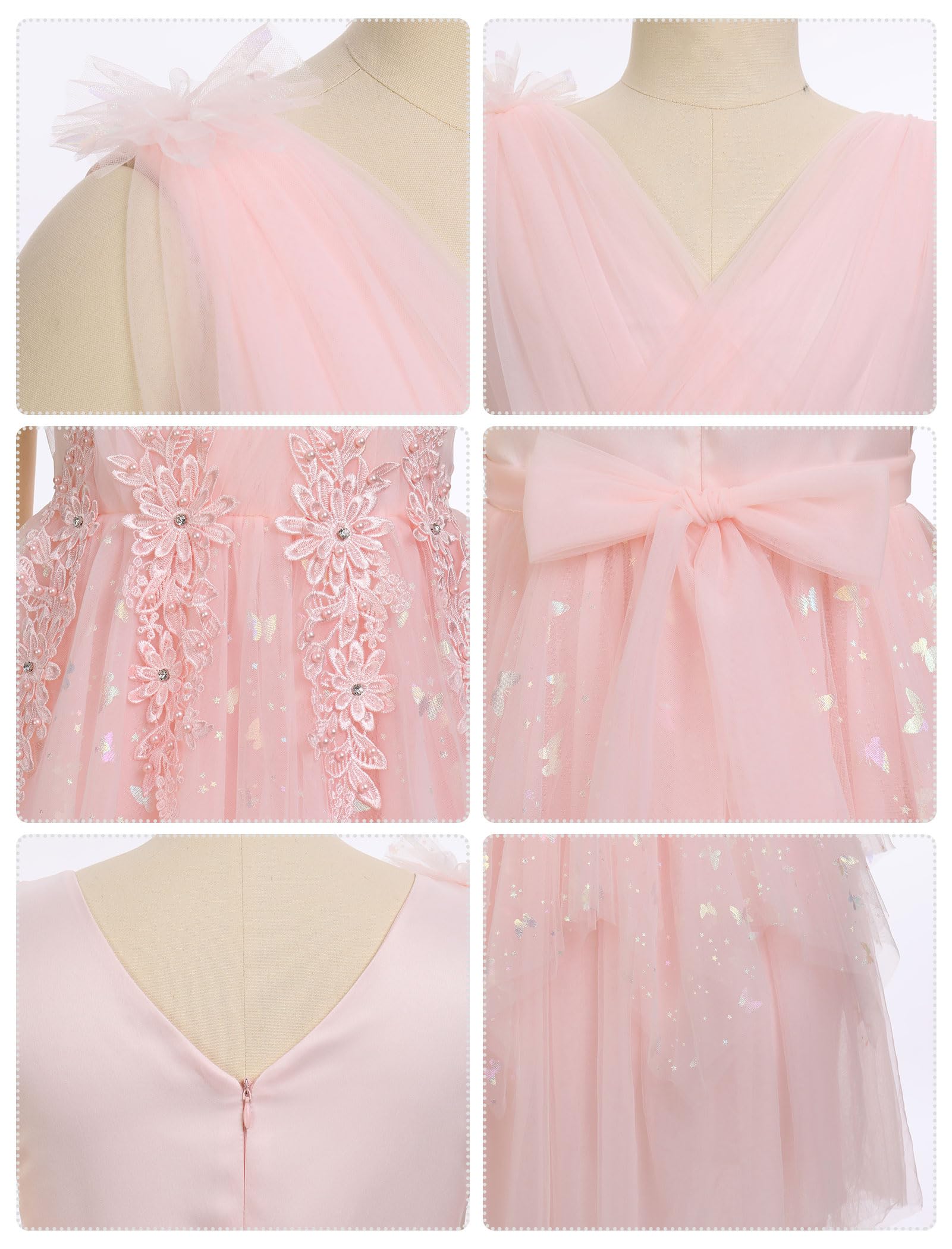 Vestito da bambina per matrimonio, principessa, in tulle, per feste | Gonna in tulle multistrato con decorazione floreale e silhouette elegante per matrimoni, compleanni e occasioni speciali