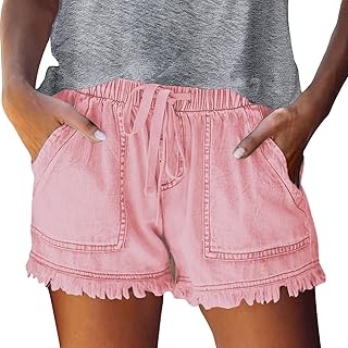 Pantalones cortos de verano para mujer, hasta la rodilla, vaqueros, bolsillo de vendaje inferior, borla, pantalones casuales, pantalones cortos para mujer, pantalones cortos de baloncesto