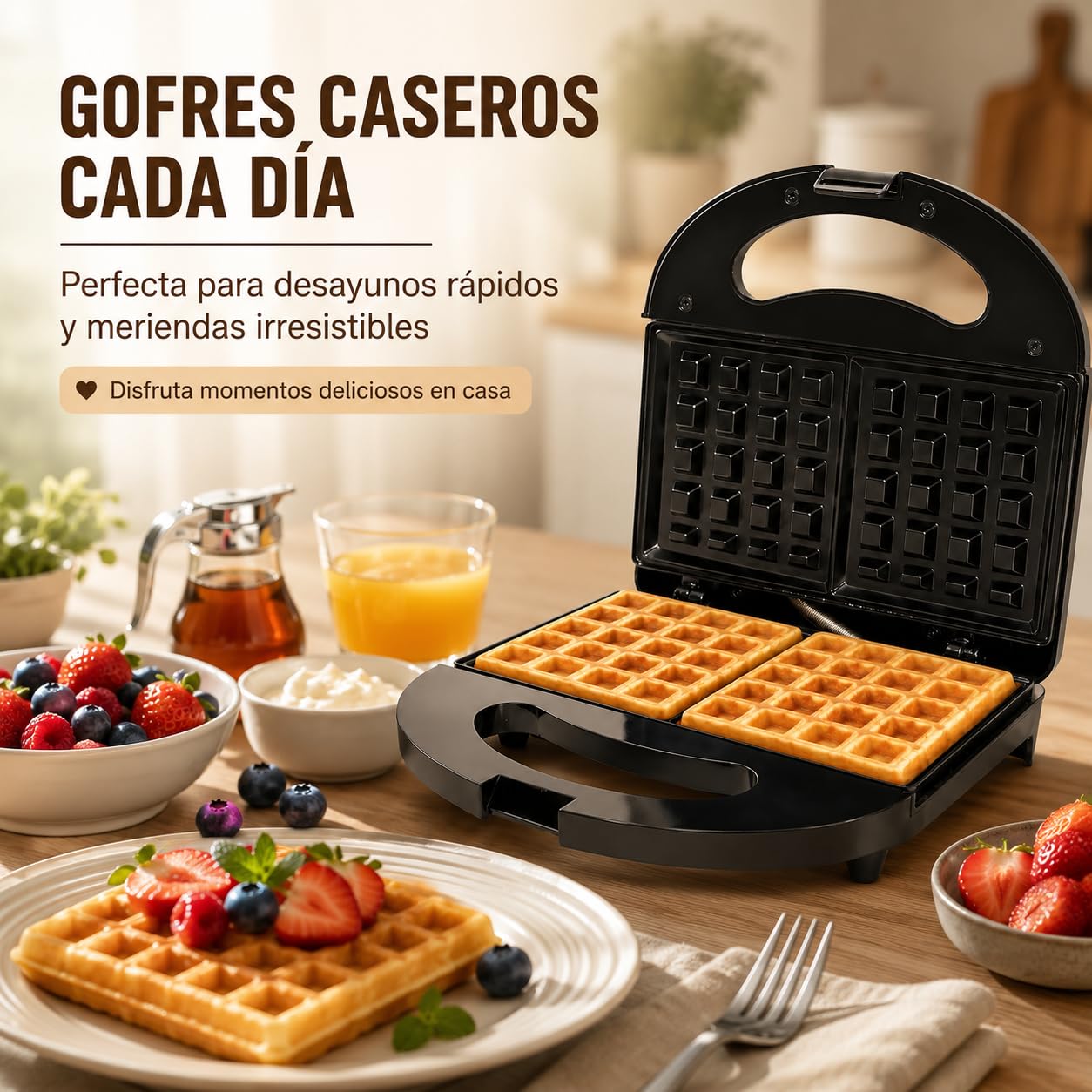Gofrera Electrica Gofres Waffle Maker Antiadherente 750W