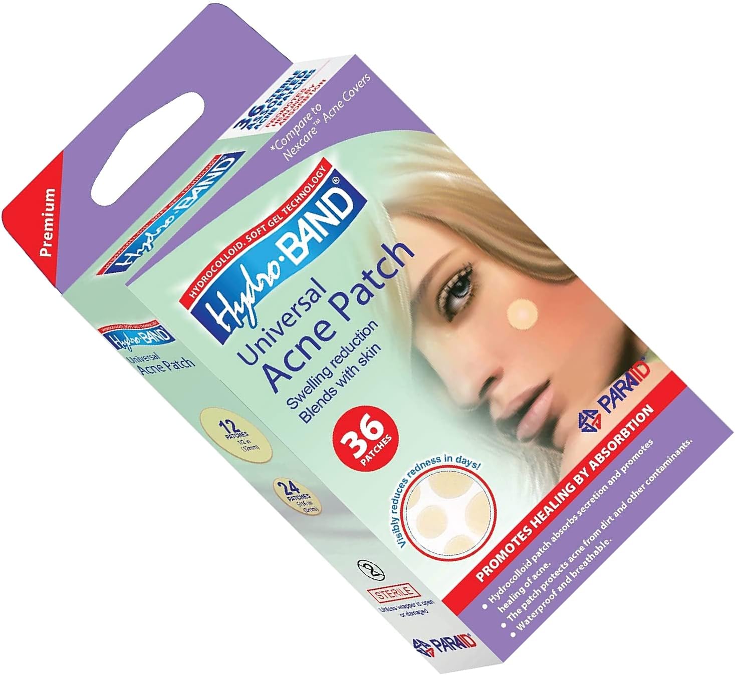 ParAid Acne Patch, Absorbing Hydrocolloid Skin Acne Dots, Promotes Clear Skin - 1 Package of 36 Patches
