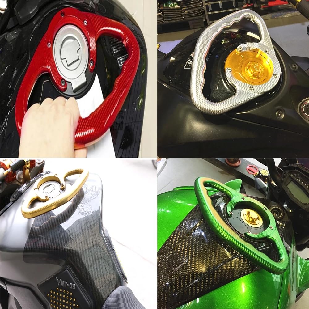 Poignée de réservoir de carburant pour moto, repose-poignet personnalisé pour H-onda CBR600RR CBR1000RR F4I CBR900RR CBR954RR CB1000R VTR (Noir)