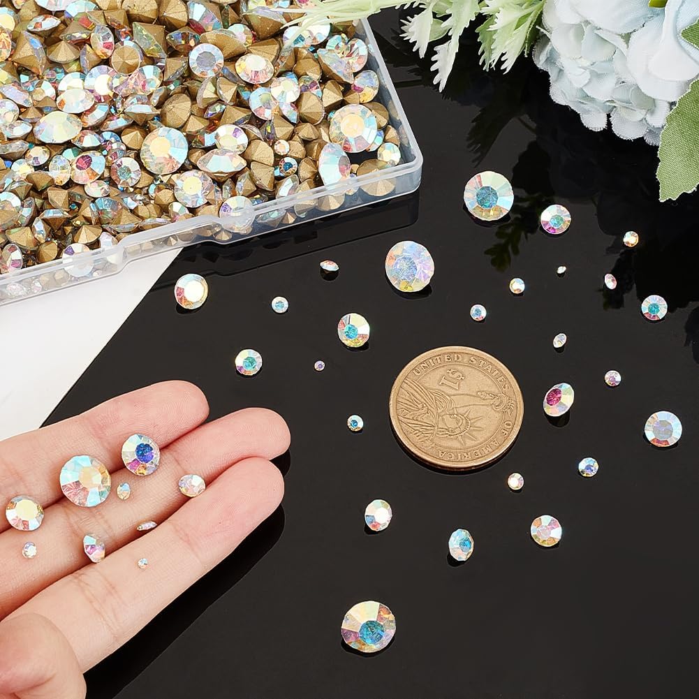 AHANDMAKER Pointed Back Glass Rhinestone Cabochons, Tiny Sparkling Rhinestones Faceted Diamond Plated Cabochon for DIY Jewelry Making Nail Art Phone Case Embellishment - Image 3