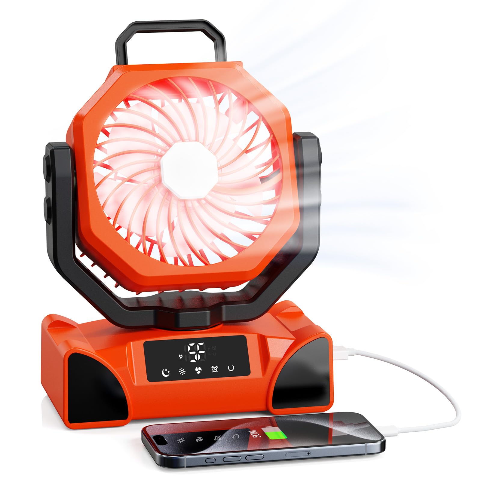 Ventilatore da campeggio portatile, 20000 mAh, ricaricabile a