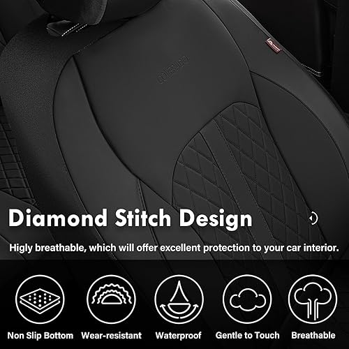 Miniatura 4 de Coverado Fundas universales de cuero para asientos delanteros, paquete de 2 fundas de asiento para SUV, camioneta, sedán, interior de vehículos