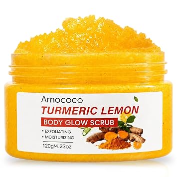 Turmeric Lemon Body Scrub, Deep Cleansing Exfoliator with Armpit Detox & Moisturization, 4.23oz