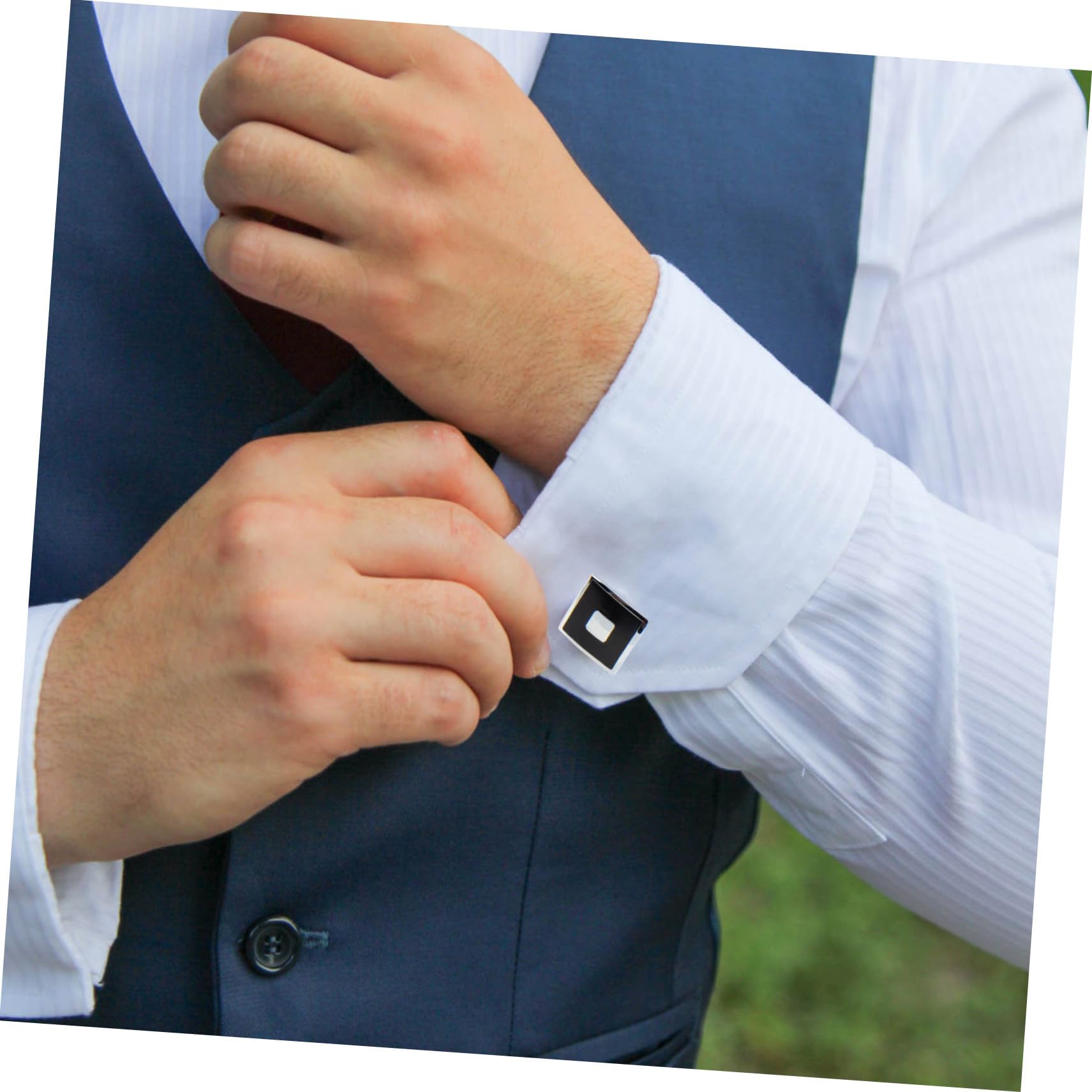 minkissy Manschettenknöpfe Herren Set Cufflinks Für Business Festlichkeiten Mit Schwarzem Emaille Gestreiften Designs Perfektes Für Väter Ehemänner Freunde