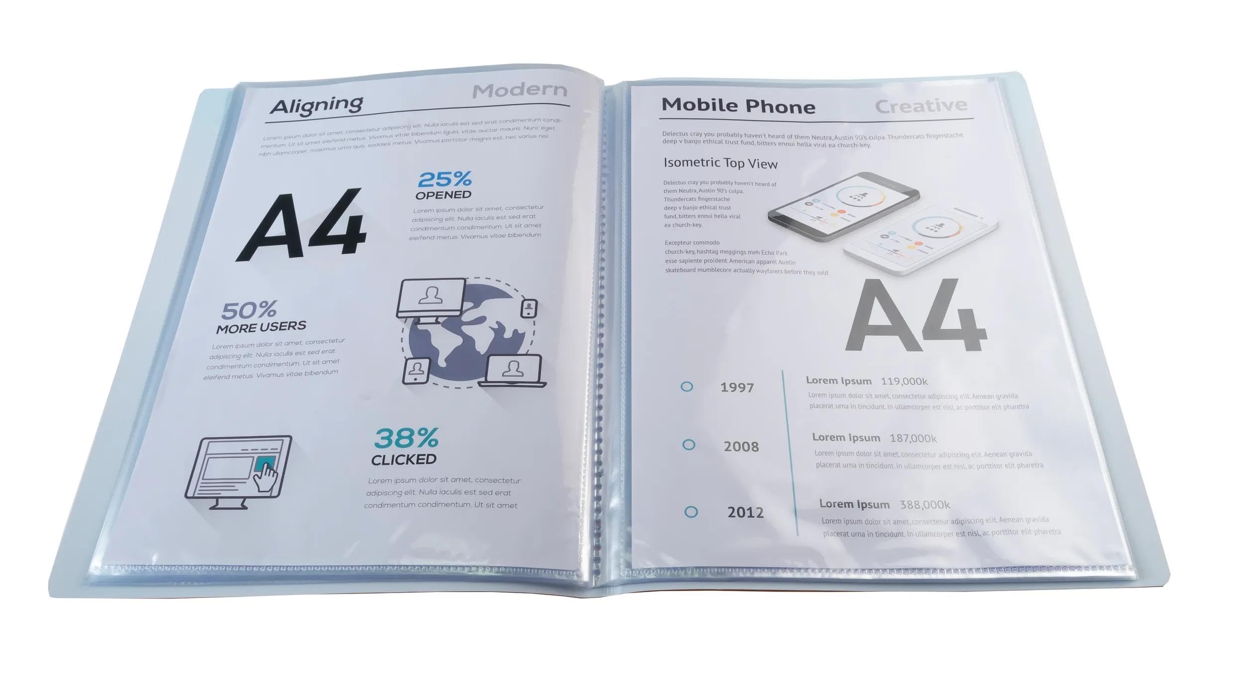 Exacompta 88260E 20er Pack Sichtmappe Aquarel aus blickdichtem Kunststoff DIN A4 mit 20 Klarsichthüllen, 40 Sichten, perfekt für die Schule und das Büro Aktenhülle, Prospekthülle, farbig sortiert