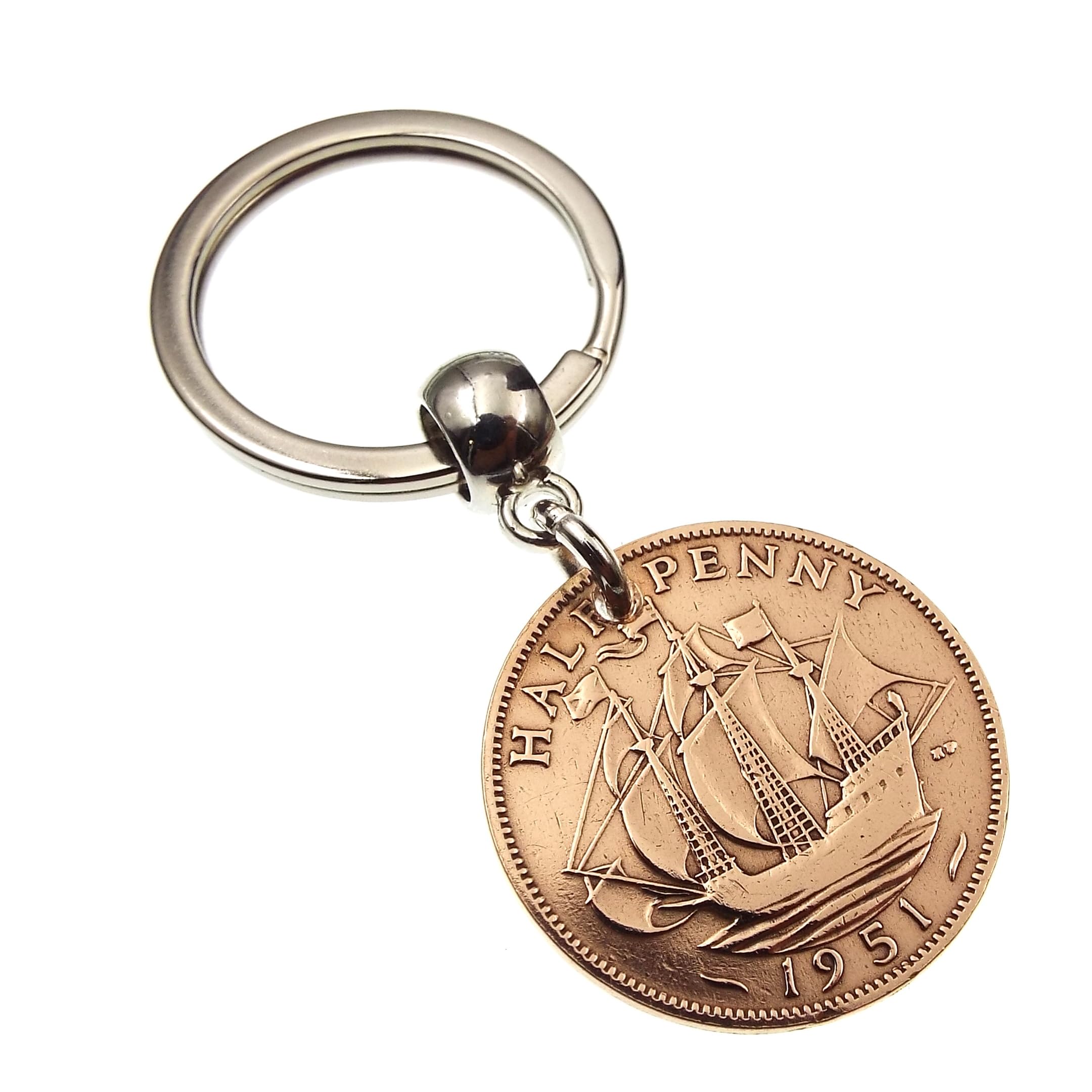 A Silver Dream 1951 British Half Penny Coin Keyring