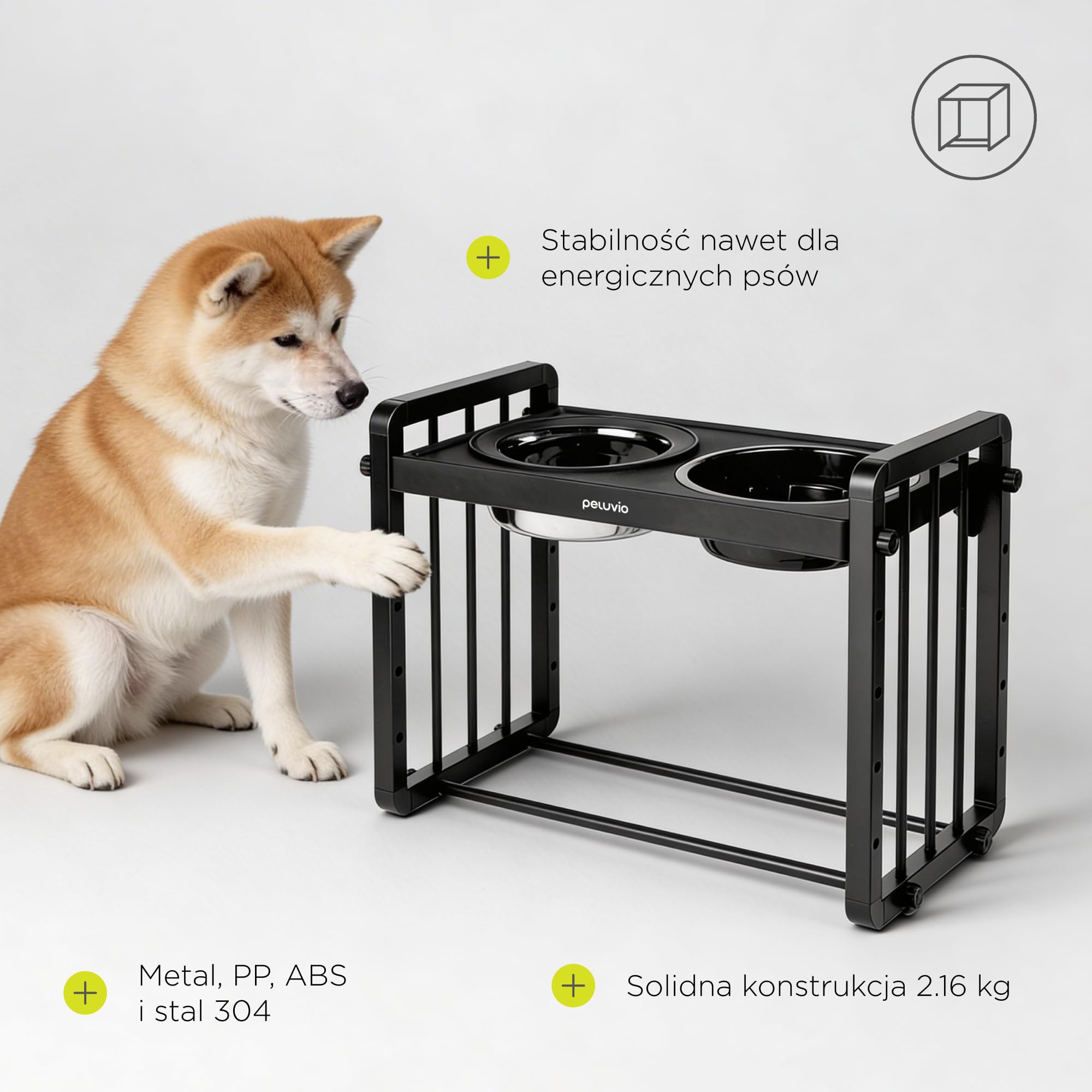 Peluvio Levee Podwyższona miska na karmę dla psa z regulacją wysokości, 5 stopni z nachyleniem 10° dla naturalnej postawy jedzenia, metalowy stojak na miskę, 1100 ml, miska na wodę 1450 ml z funkcją