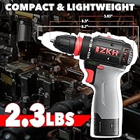 Vista 5 de ZKH Cordless Drill Set, 16V Electric Power Drill Driver with Battery and Charger,2 Variable Speed, 3/8" Keyless Chuck, Up to1800RPM,Torque 487