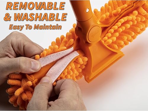 Miniatura 4 de Escobilla de ventana de 1.5-3 pies con mango largo y plumero de telarañaherramienta de limpieza de ventanas de coche y escobilla de ventana con