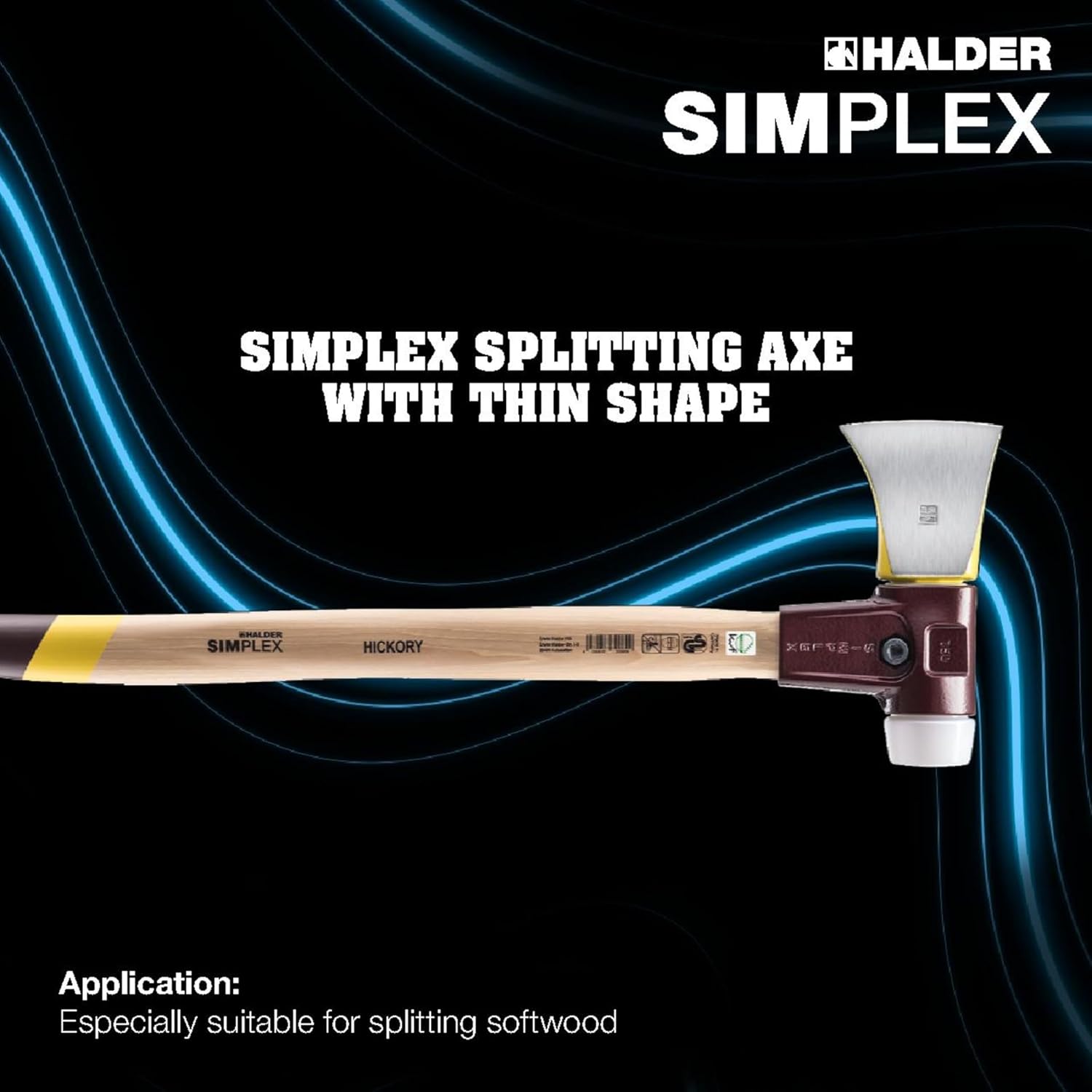 Halder 3007.750 Simplex 2-in-1 Thin Shape Splitting Axe and Superplastic Hammer Face with Cast Iron Housing, and Hickory Handle