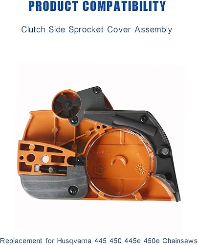 Miniatura 4 de Autoparts Cubierta del piñón lateral del embrague con el montaje del freno de cadena de repuesto para Husqvarna 445 450 motosierra piezas de