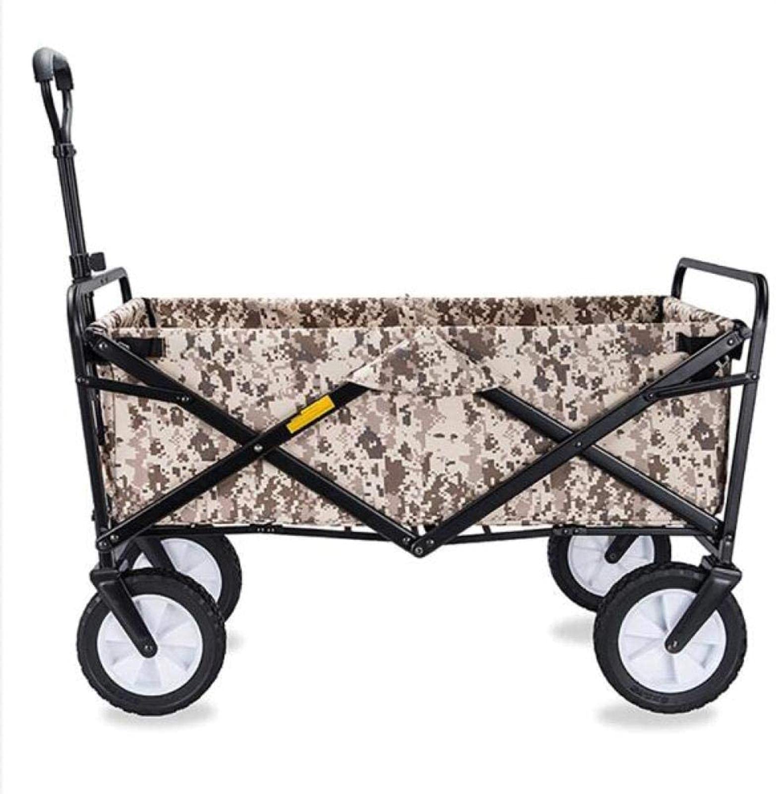 Folding Trolley, Garden Trolley Foldable Cart Heavy Duty Festival Trolley Pull Truck Transport Cart Collapsible with Brake Wheels,80 kg /176 Pounds Capacity a/H:Brown