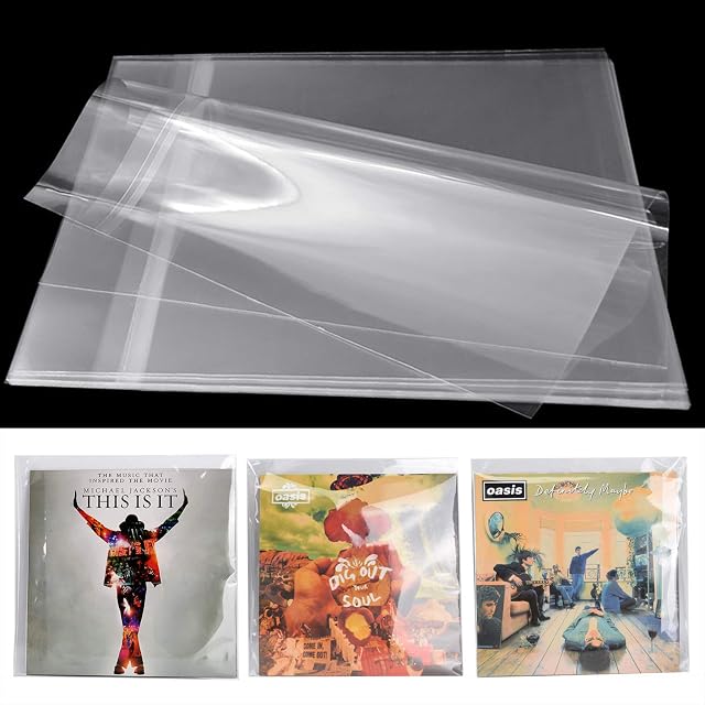Facmogu 100 PCS 12 inch Clear Plastic Protective, LP Outer Sleeves Vinyl Record Sleeves Album Covers 12.79" x 12.9" Provide Your LP Collection with The Proper Protection