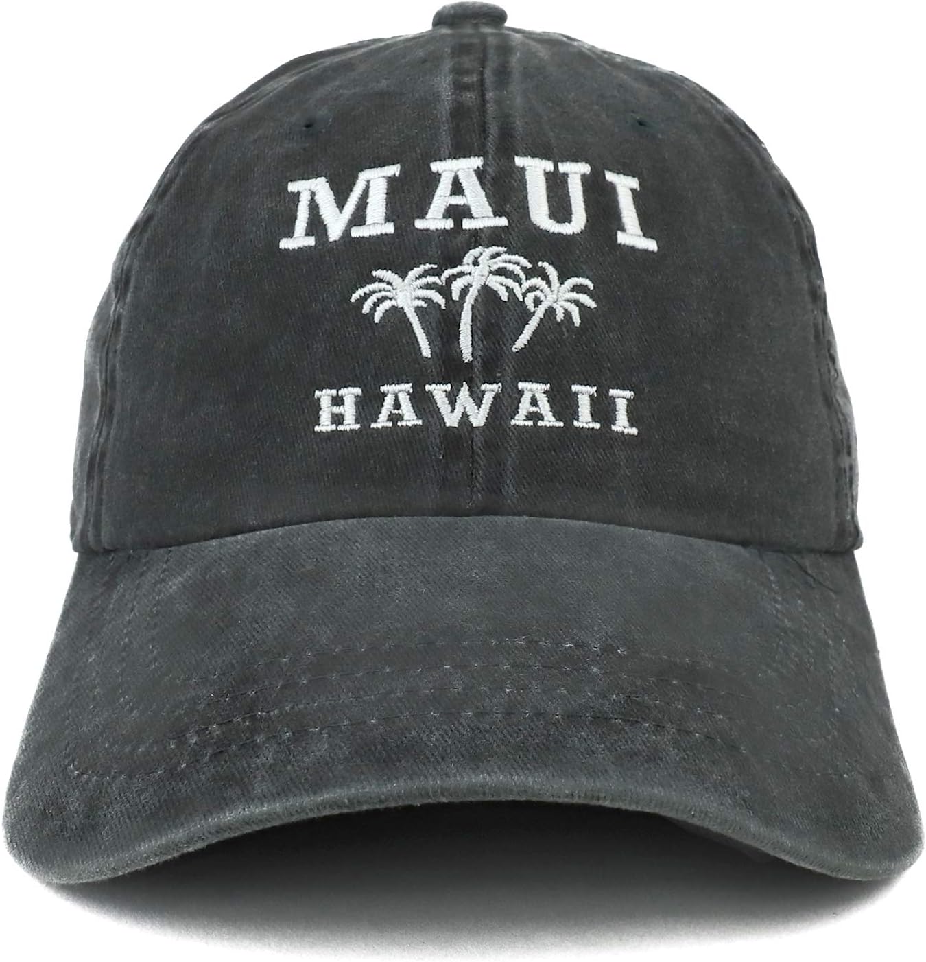 Trendy Apparel Shop Maui Hawaii with Palm Tree Embroidered Unstructured Baseball Cap - Image 2