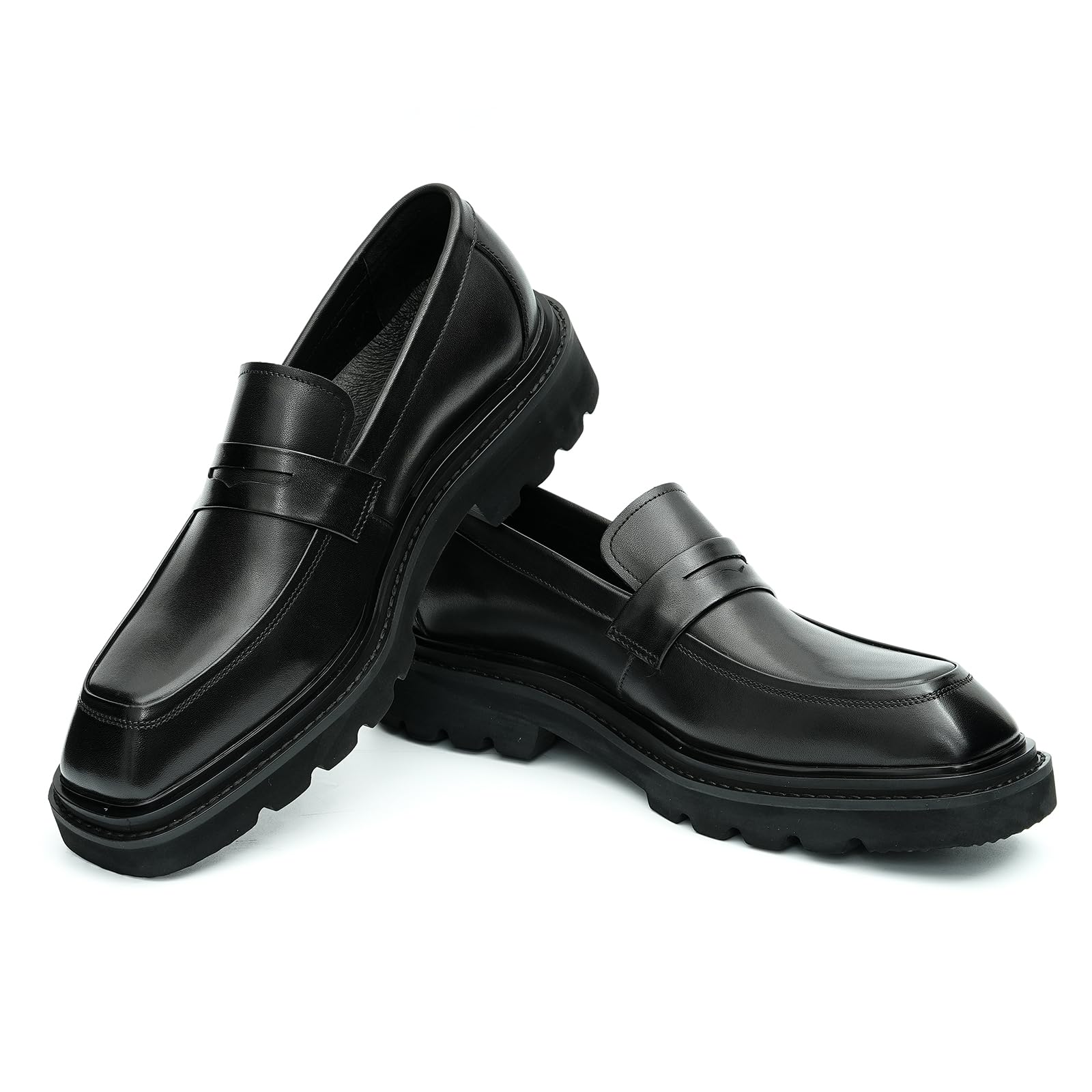 Mocassins Confortables à Semelle Epaisse pour Hommes Chaussures à Enfiler en Cuir Formel Affaires