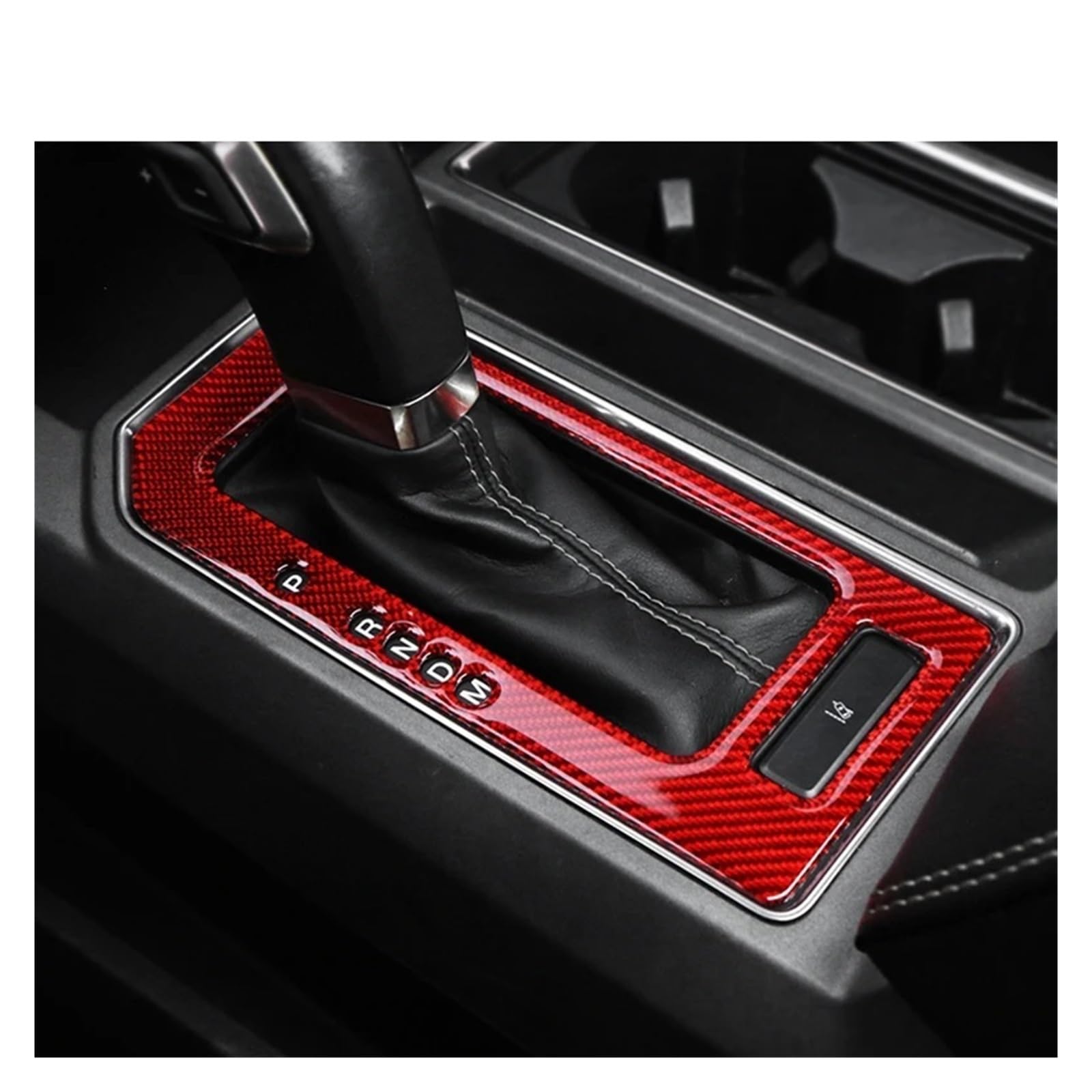 Naklejka ozdobna na konsolę środkową z włókna węglowego na panel zmiany biegów, akcesoria do wnętrza samochodu, kompatybilne z F150 SVT Raptor 2015-2020(Black LHD)