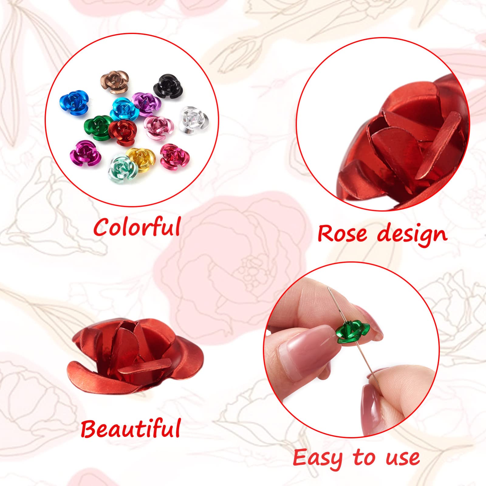 Amazon | アルミ薔薇 9mm 約650個/箱 13色 花ビーズ レジン 封入 デコ