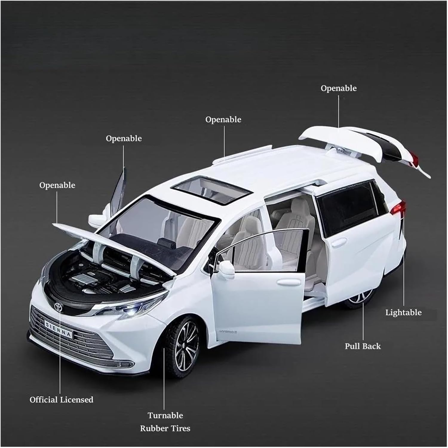 Decorative Car Model 1/24 for Sienna MPV Van Die-cast Car Models Large Car Models Living Room Decoration Christmas Decoration Perfect for Gifting(Green)