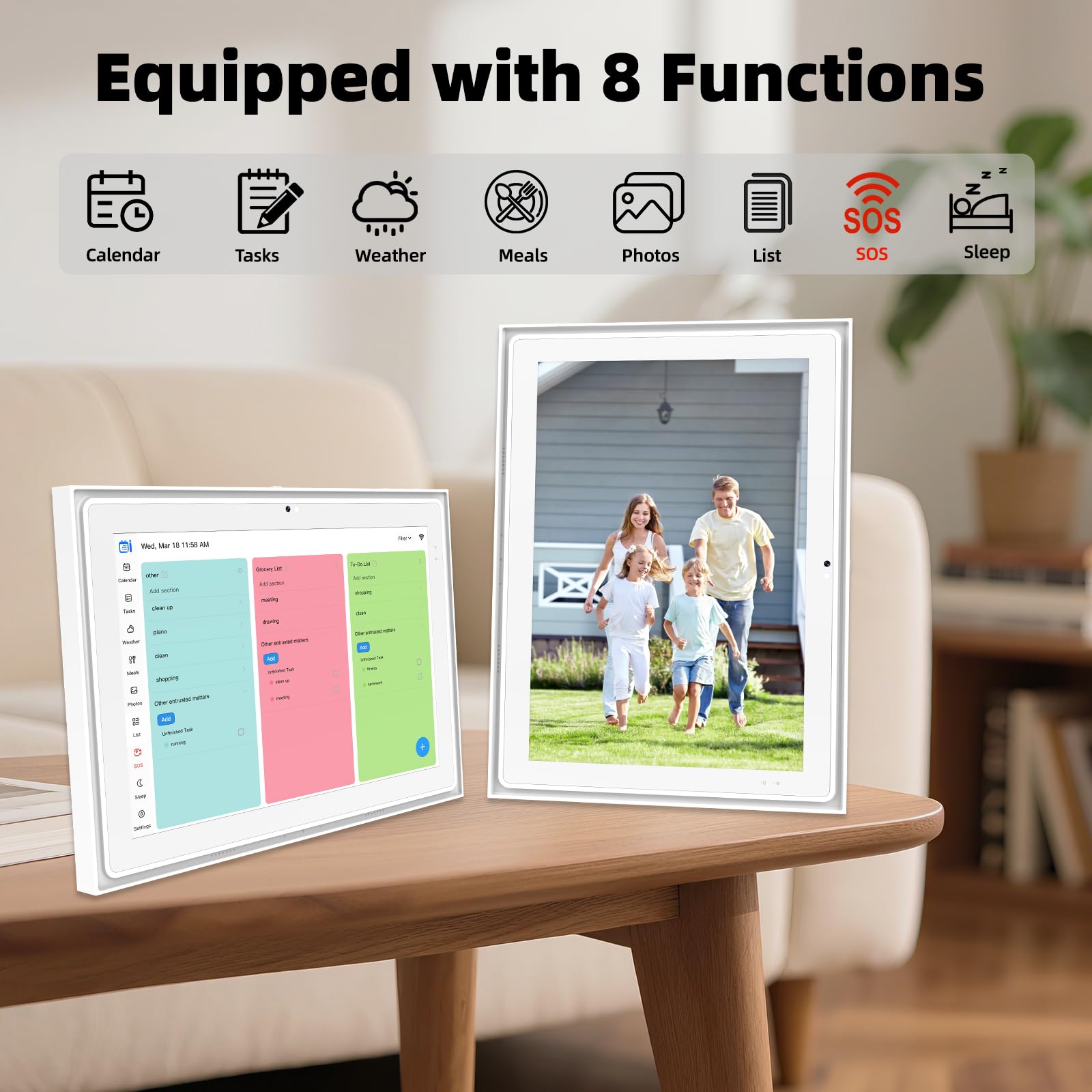Digitaler Kalender, 1920 x 1280 IPS Digitaler Bilderrahmen, 32 GB Touchscreen Wand & Schreibtisch, digitaler Planer für Zeitplan, Foto-Display, Mahlzeiten, Aufgabendiagramm und Aufgaben