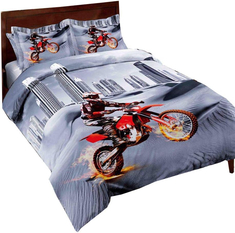Dirt Bike Comforter Sets Queen Size Racing Motocross Sports Extreme Theme Bedding Sets for Boys - Image 3