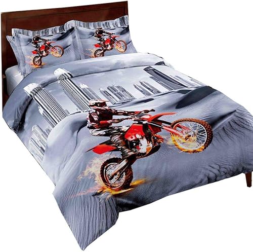 Miniatura 3 de Juegos de edredón de motocross tamaño Queen Racing Motocross Sports Extreme Theme Ropa de cama para niños